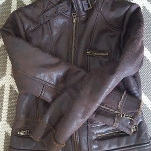 Zara soft leather bomber jacket